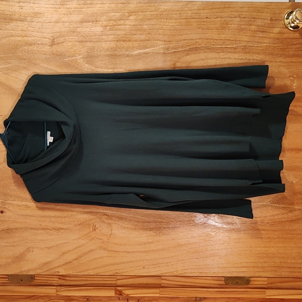 *Like New* Cato Cowl Neck Tunic Sweater Evergreen Ribbed Sleeves High-Low Size M